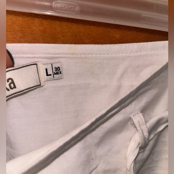 BERSHKA white balloon mini skirt with belt tie - Picture 3 of 3